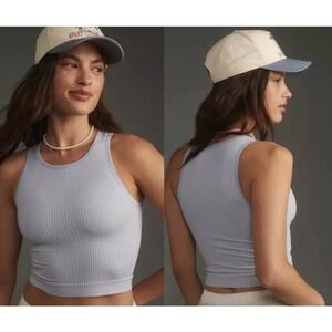 Anthropologie The Reegan Crew Neck Crop Racerback Seamless‎ Tank Top Light Blue